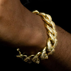 20mm Gold Plated Iced Cuban Link Bracelet