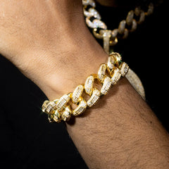 20mm Gold Plated Iced Cuban Link Bracelet