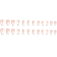 24pcs Simple French Ballet Nail Gradient white wearing Fake Nails Press on Nails Faux Fingernails Full Cover Nail Tips nails set